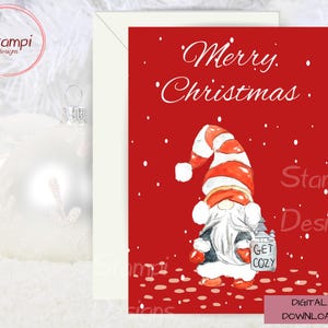 Downloadable Xmas Card with Gnome, PDF.
