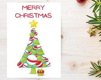 Weihnachtskarte mit Baum, Druckbare Weihnachtskarte, Digitale Weihnachtskarte, Weihnachtskarte druckbar, Weihnachtsgrußkarten digitaler Download
