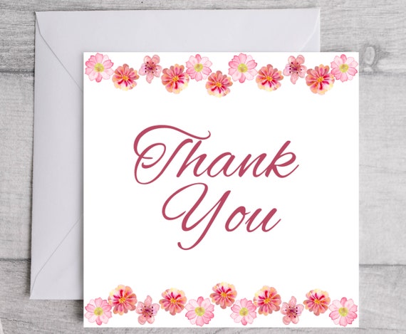 Printable Thank You Card Thank You Card With Envelope Blank - Etsy