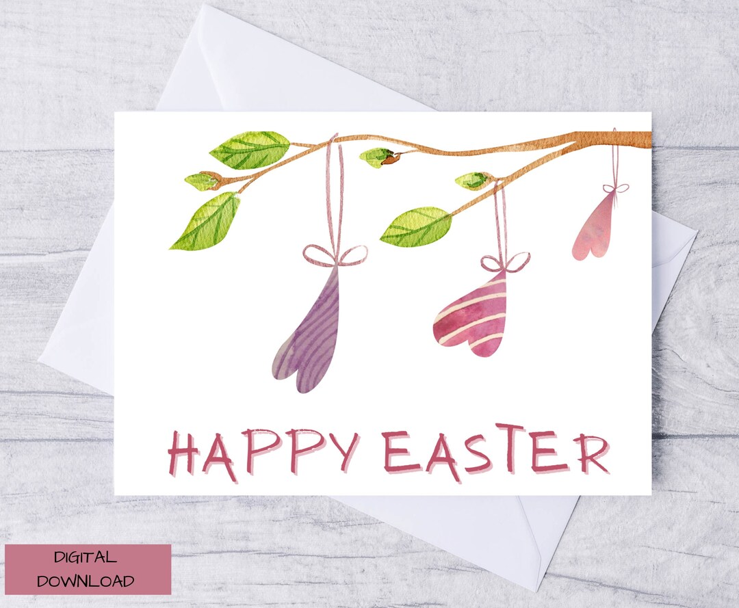 Happy Easter Card Printable, Easter Card Digital Download, Card for ...