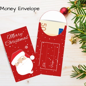 Kerst geld envelop, met de kerstman, afdrukbare contante geschenkenvelop, digitale kerst contante envelop, Xmas Cash Holders