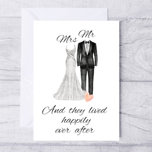 Elegant Wedding Card: Black and White Printable with Envelope (Digital Download)