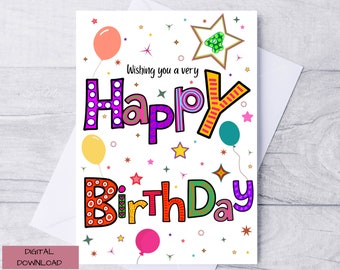 Birthday Card for 4 Year Old Girl, Happy Birthday Card, Fourth Birthday Card, Birthday Card 4 Year Old, Printable Birthday Card for Kids