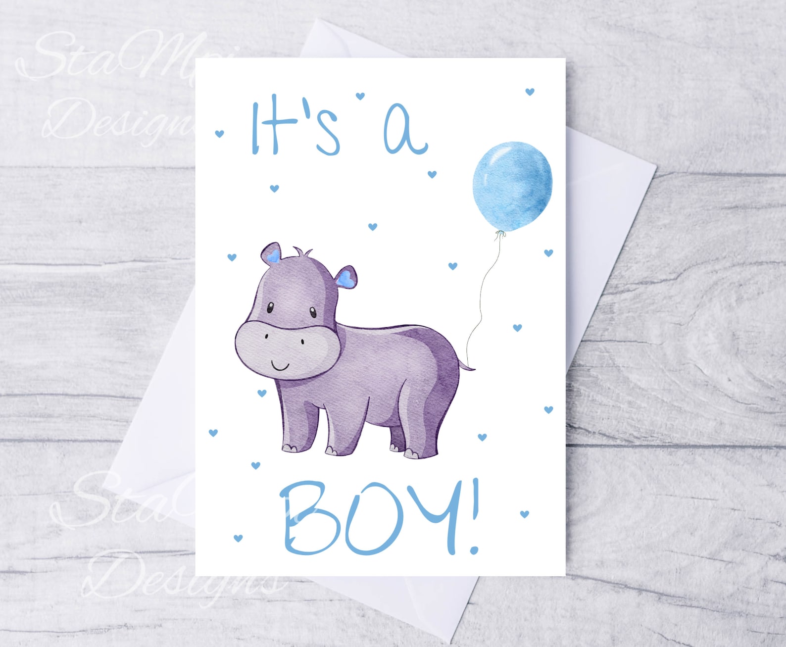 New Baby Boy Card, Printable Card for New Baby Boy, Blue Baby Card, It ...