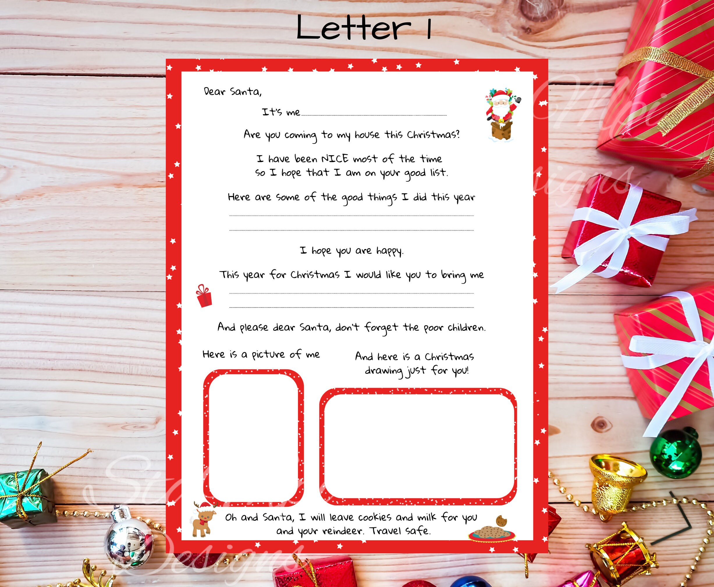 Letter to Santa, Printable, for Toddler and Small Children, Letter to ...