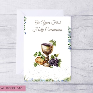 First Holy Communion Card for Boys, Printable Card for 1st. Holy Communion, with envelope, Downloadable Holy Communion Card, PDF