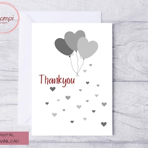 Cartão de agradecimento para impressão, com envelope para impressão grátis, download digital, para homens e mulheres, cartão de agradecimento simples, PDF