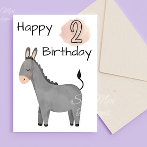 Birthday Card Second Birthday, Printable Birthday Card, for Two Year Old, with Printable Envelope, Birthday Card 2,  For Boy, For Girl