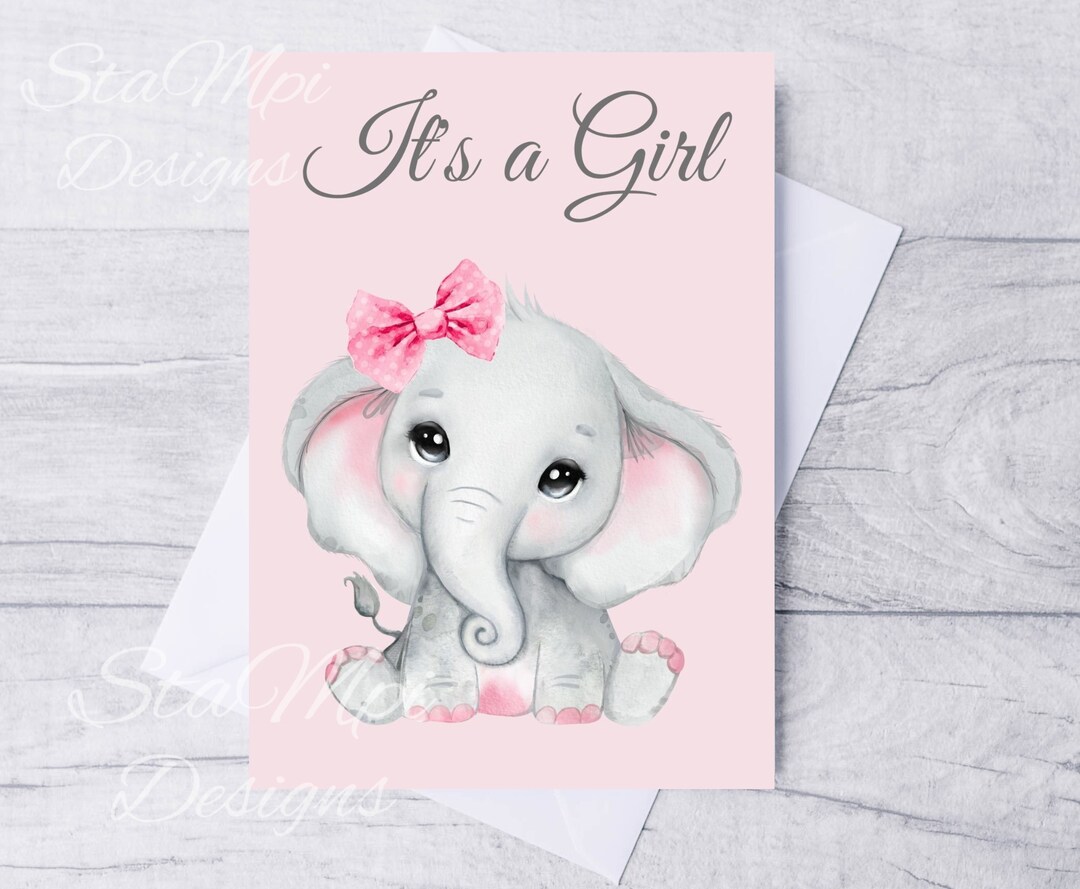 New Baby Girl Card Printable, With Printable Envelope, Card for Baby Girl, Newborn Baby Girl ...
