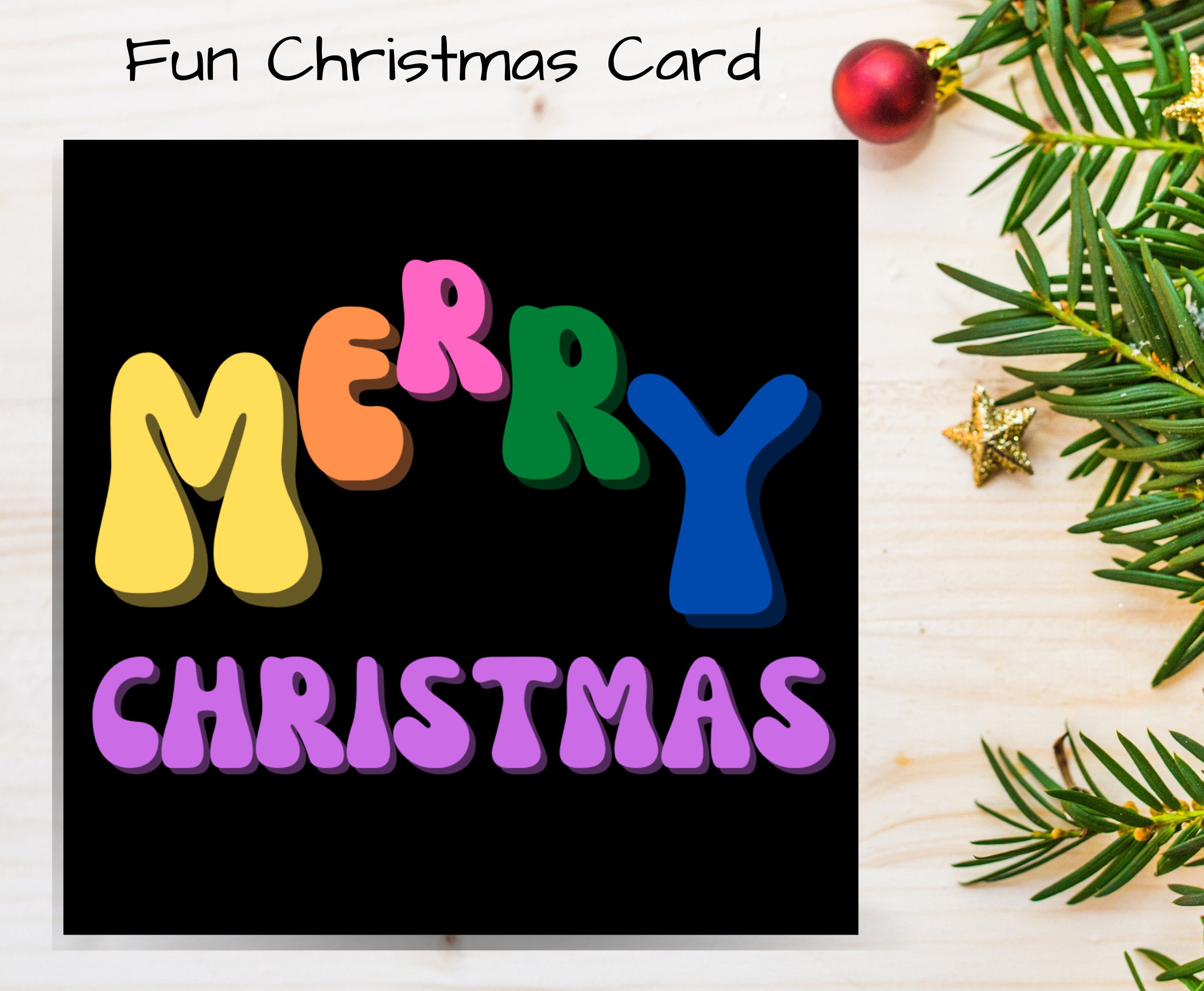 Merry Christmas Card Printable Christmas Card Digital - Etsy