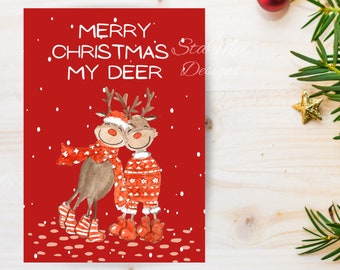 Printable Christmas Card for Couples, Christmas Card for Girlfriend, Xmas Card for Boyfriend, Christmas Greeting Card for Wife, Holiday Card