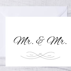 Biglietto di nozze per matrimonio gay stampabile Mr and Mr Wedding Card, Biglietto di nozze gay in bianco e nero, Biglietto di nozze dello stesso sesso