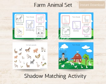 Farm Animal Matching Game: Toddler Activity, Preschool Printable (Digital Download)