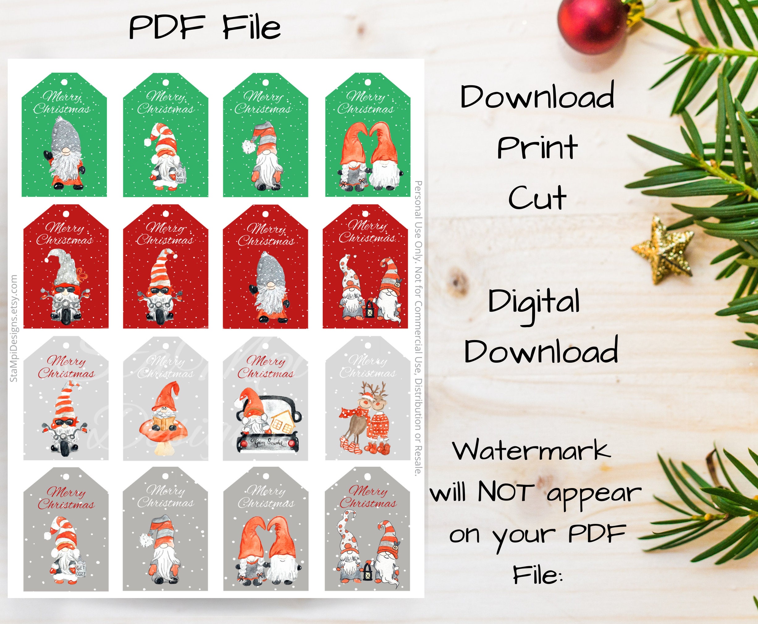 Christmas Gift Tags, Printable Gift Tags for Christmas Presents, Holiday Gift Tags, Xmas Gift ...