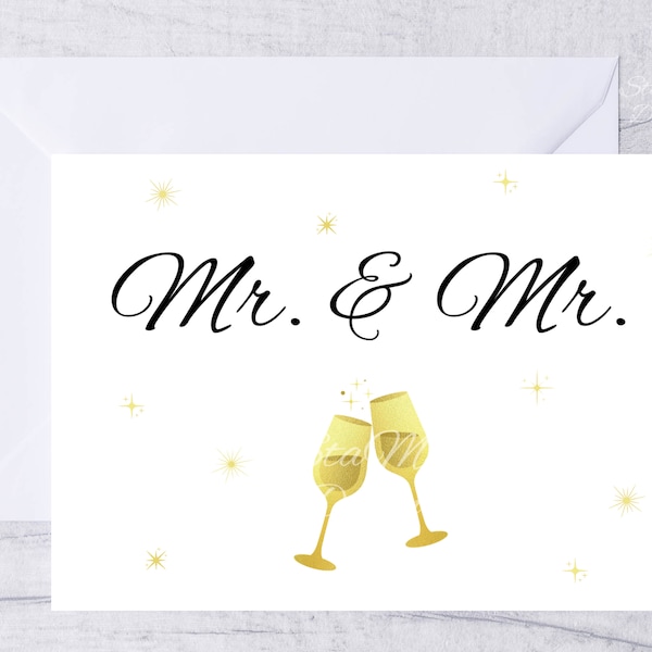 Wedding Card  for Gay Couple, Printable Wedding Card for Same Sex Marriage, Mr and Mr Wedding Card, Man and Man Wedding, Groom and Groom