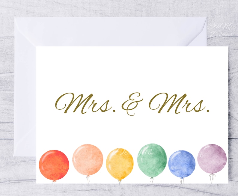Lesbian Wedding Card, Printable Wedding Card for Lesbian Couple, Mrs and Mrs Wedding Card, Same ...