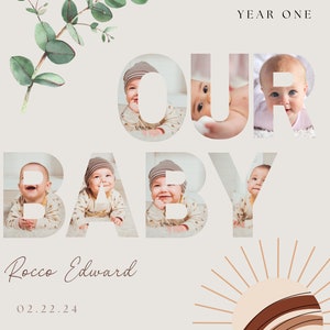 Baby Erinnerungsbuch Fotoalbum Personalisiertes Digitales Erstes Jahr Journal Canva Vorlage Baby Erstes Jahr Digitales Journal für Mütter Neues Baby
