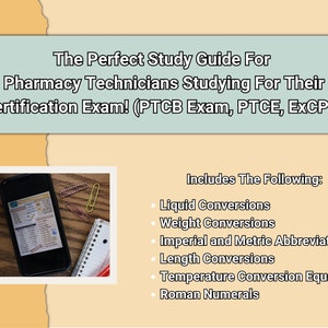 Pharmacy Conversions Study Guide, PTCB Exam Study Guide, PTCE Test ...