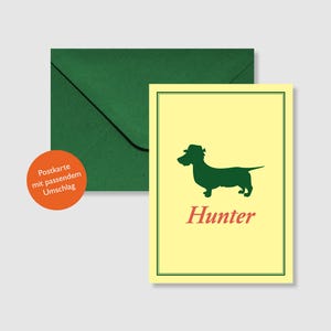 Postkarte Rauhaardackel Illustration | Postkarte Dackel Hunter | Postkarte Jagd Motiv