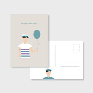 Postkarte Matrose | Maritime Postkarte Herzlichen Glückwunsch