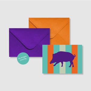 Postkarte Wildschwein mit Umschlag Landleben Jäger