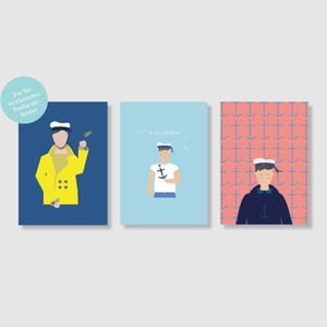 Maritime Postkarte mit Matrose | Anker | Ahoi | Meerliebe