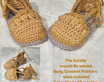 Patrón de alpargatas de crochet para bebé: Estelle Design (Patrón PDF)