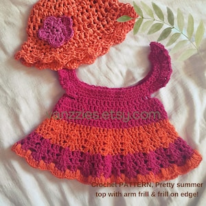 crochet baby dress, baby top, toddler summer top, crochet summer dress, girls top, baby hat, baby clothes, baby crochet pattern, pdf pattern