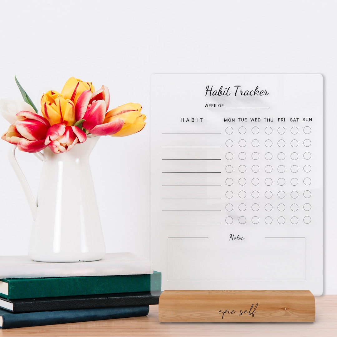 Acrylic Dry Erase Weekly Habit Tracker, Habit Tracker, Clear Acrylic