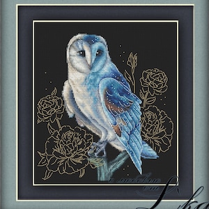 Barn Owl Cross Stitch Pattern Bird Pattern Owl Embroidery White Owl Cross Stitch Night Owl Pattern DMC Chart Printable PDF Instant Download