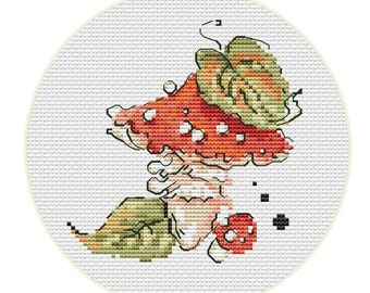 Fly Agaric Mushroom Cross Stitch Pattern, Watercolor Embroidery (PDF)