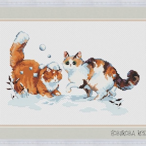Cute Cats Cross Stitch Pattern Orange Cat Pattern Tabby Cat Cross Stitch Pattern Fluffy Cat Pattern DMC Chart Printable PDF Instant Download