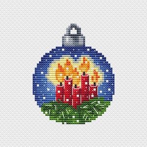 Velas Padrão de Ponto Cruz Padrão de Bola de Natal Padrão PDF de Natal Padrão Festivo Feriado Gráfico DMC PDF para impressão Download instantâneo