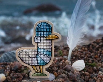 Modèle de point de croix drôle de mouette, broderie d'oiseau (PDF)