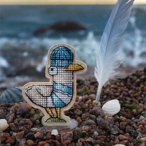 Funny Seagull Cross Stitch Pattern Bird Pattern Cute Bird Embroidery Cartoon Cross Stitch Seagull DMC Chart Printable PDF Instant Download