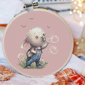 Bunny Cross Stitch Pattern Cute Bunny Pattern Baby Bunny Embroidery Cute Cross Stitch Pattern DMC Chart Printable PDF Instant Download