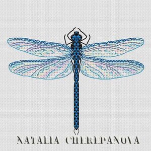 Dragonfly Cross Stitch Pattern Blue Dasher Pattern Blue Dragonfly PDF Pattern Insect Pattern DMC Chart Printable PDF Instant Download