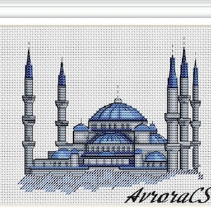 Blaue Moschee Kreuzstichmuster Istanbul PDF Muster Türkei Embroidery Travel Pattern Moschee DMC Chart Printable PDF Instant Download