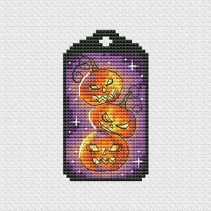 Pumpkins Cross Stitch Pattern Jack-o&#39;-Lantern Pattern Halloween PDF Pattern Scary Pattern Small DMC Chart Printable PDF Instant Download