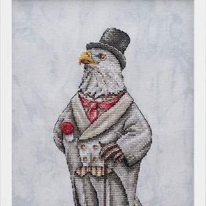 Adler Kreuzstich Muster Vogel PDF Muster Gentleman Embroidery Viktorianisches Muster Elegant DMC Chart Printable PDF Instant Download