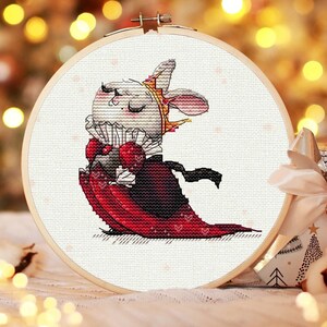 Queen Bunny Cross Stitch Pattern Cute Pattern Bunny Embroidery Royal Bunny Cross Stitch Princess DMC Chart Printable PDF Instant Download