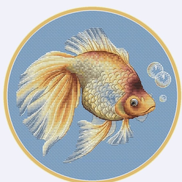 Goldfish Cross Stitch Pattern Fish Cross Stitch Pattern Golden Veil PDF Pattern Aquarium Pattern DMC Chart Printable PDF Instant Download