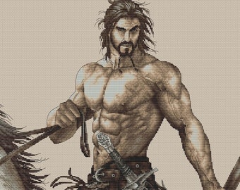 Schema punto croce cavaliere: guerriero fantasy (schema PDF)