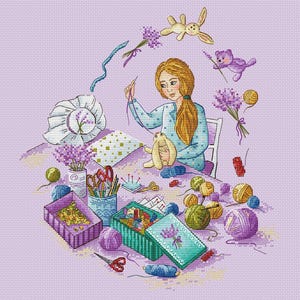 Handicraft Cross Stitch Pattern Sewing Girl PDF Pattern Womam Pattern Girl Pattern Handmade Pattern DMC Chart Printable PDF Instant Download