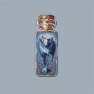 Dragons Cross Stitch Pattern Bottle Pattern Fantasy PDF Pattern Easy Pattern Small Pattern Mini DMC Chart Printable PDF Instant Download