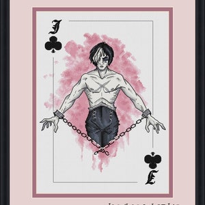 Jack of Clubs Padrão de ponto cruz Padrão de cartas de jogar Algemas Padrão de ponto cruz Padrão masculino Gráfico DMC para impressão PDF Download instantâneo