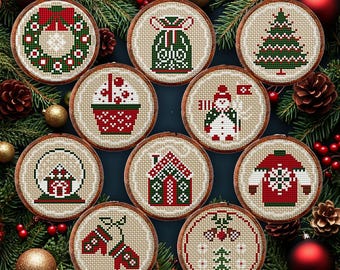 Christmas Ornaments Cross Stitch Pattern: Set of 10 (PDF Pattern)