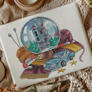 Wizard House Cross Stitch Pattern: Fantasy Car Embroidery (PDF Download)