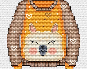 Padrão de ponto cruz para suéter de lhama, design de alpaca (gráfico em PDF)
