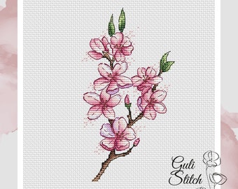 Sakura Cross Stitch Pattern Sakura Blossom Pattern Floral Embroidery Sakura Branch Cross Stitch DMC Chart Printable PDF Instant Download